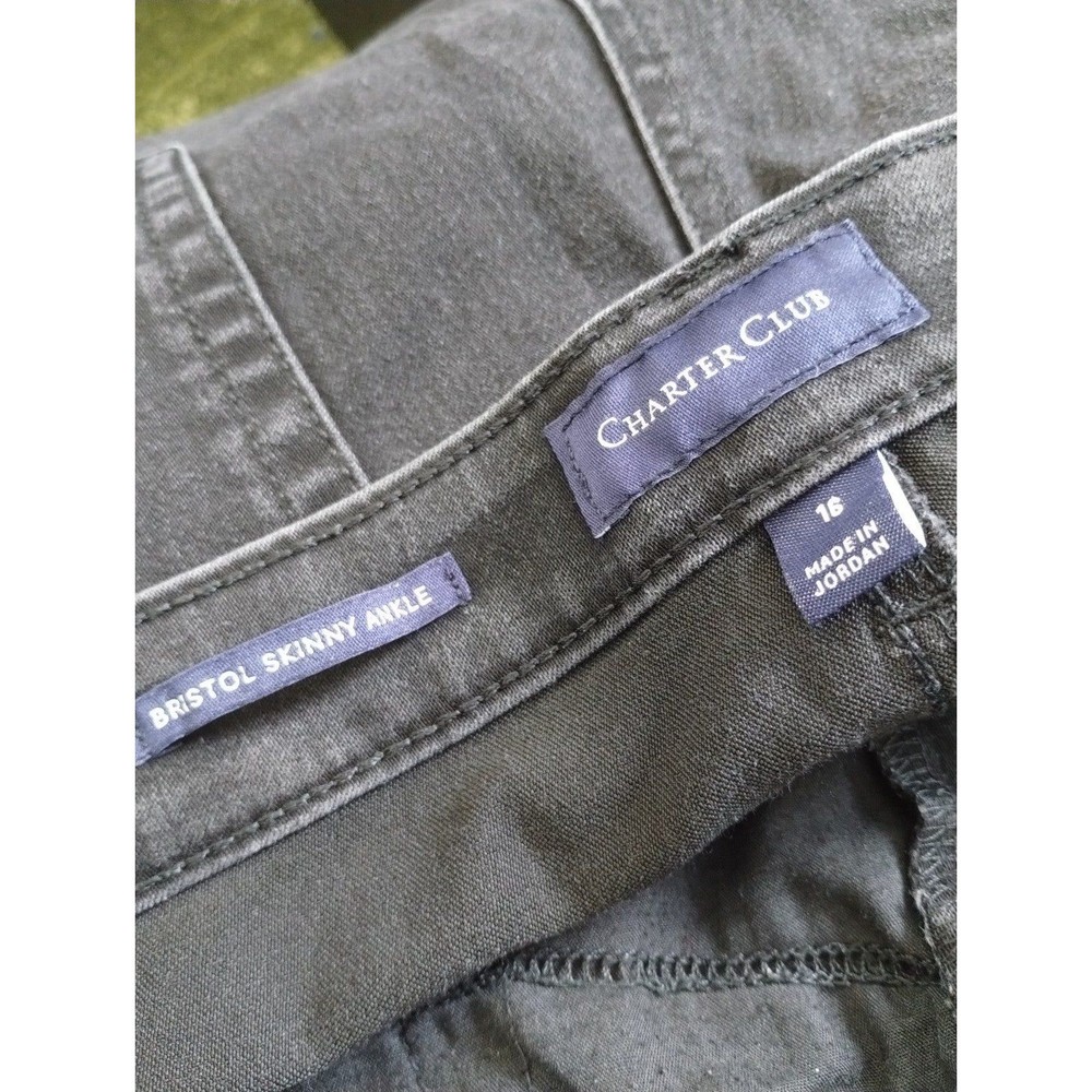 Charter Club Jeans Size 16 Bristol Skinny Zip Cotton Poly Blend Black Casual - Picture 5 of 12